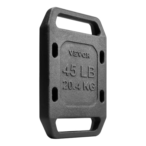 VEVOR Cast Iron Weights, 45LB Single Weighted Weights, Solid Plate Weight for Swings, Squat, Strength Training, Weightlifting, Fitness Workout