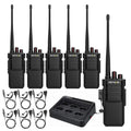 Long Range 2-Way Radio Set with 6-Unit Charger - Rugged GMRS Walkie Talkies for Campus & Construction