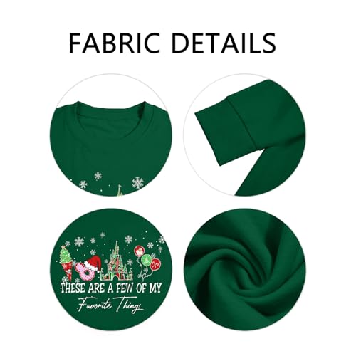 Christmas Sweatshirt for Women Green Medium Magic Merry Holiday Crewneck Pullover
