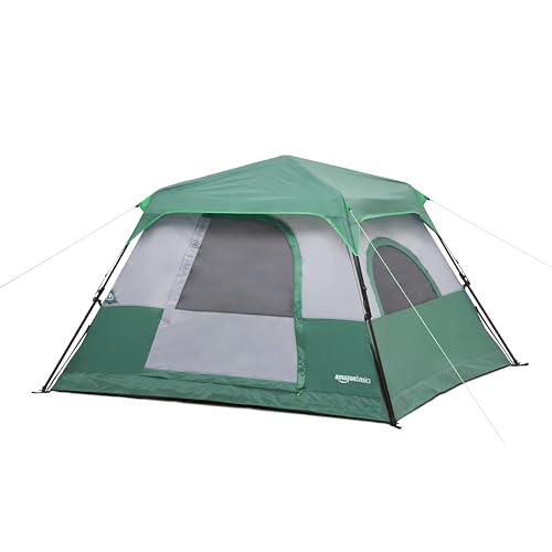 4-Person Camping Tent with Rainfly - Weather-Resistant, Quick Setup by Amazon Basics