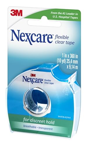 Nexcare Flexible Clear Medical Tape - 1 Inch x 10 Yards, Pack of 2