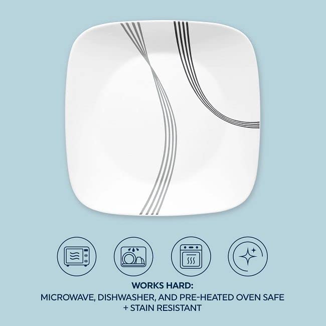 Corelle Urban Arc 16-Piece Dinnerware Set for 4 - Chip & Break Resistant White Plates & Bowls