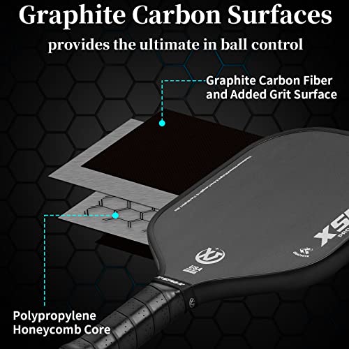 XSPAK PRO Series Carbon Fiber Pickleball Paddle with Honeycomb Core and Comfort Grip - White Variation