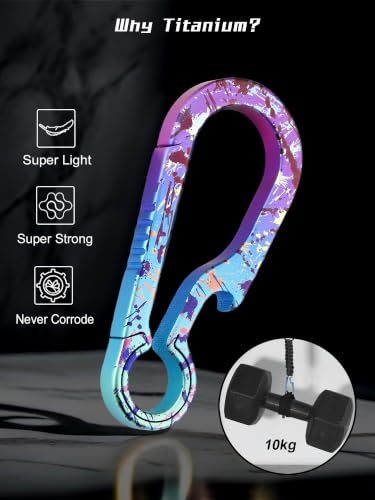 Teal Titanium Carabiner Keychain Clip 2.6 Inch Heavy Duty Outdoor Key Holder