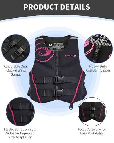 Owntop Neoprene Swim Jacket Adults Fuchsia X-Large Breathable Mesh Lining