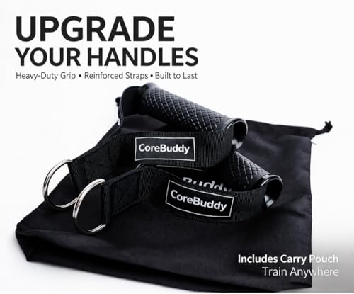 Heavy Duty Resistance Band Handles 2 Pack with Non-Slip Grip & Carry Pouch