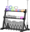 ULTRA FUEGO 3-Tier Dumbbell Rack with Weight Plate & Kettlebell Storage