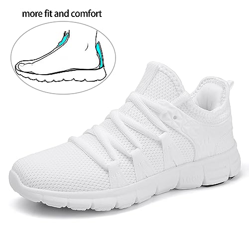 INZCOU Slip-On Tennis Shoes for Women and Men - White, Size 8.5 Women / 7.5 Men