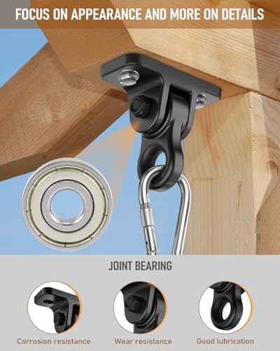 8 Pack Heavy Duty Porch Swing Hangers Kit - Black Swing Hardware Hooks