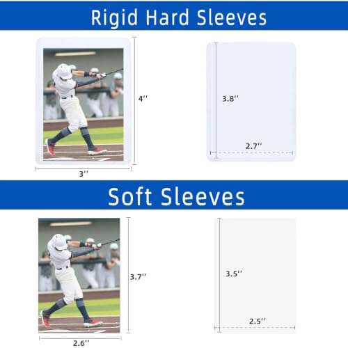 300 Hard and Soft Card Sleeves Set for Trading Cards, 3x4 Inches, 35PT