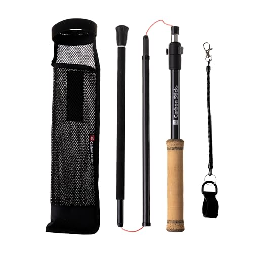 X Carbon Tech Carbon Fiber Wading Staff with Cork Handle - 3-Piece Z-Fold Design