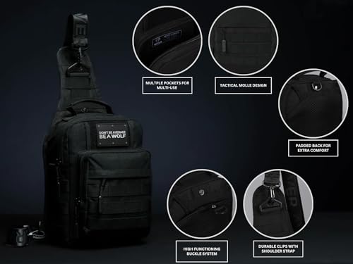 Mini Tactical Sling Bag - 4L Crossbody Backpack with Multiple Pockets - Alpha Black