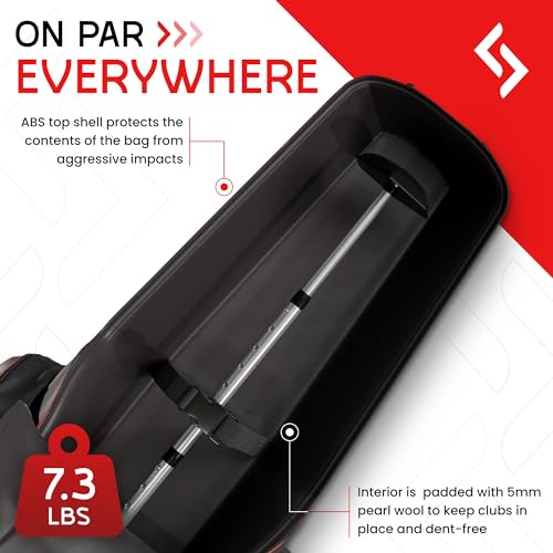 RIVOX Hard Shell Golf Travel Bag with Wheels, TSA Lock & Interior Cushion