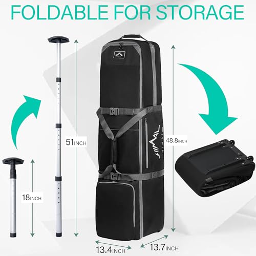 Golf Travel Bag with Adjustable Support Rod - Heavy Duty Oxford Fabric 48.8"