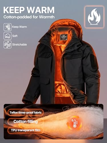 FREE SOLDIER Men's 3X-Large Waterproof Ski Winter Jacket with Detachable Hood