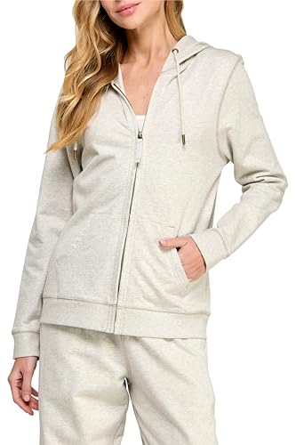 Women's Heavyweight Organic Cotton Zip Hoodie - Melange Oatmeal, Medium