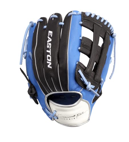Easton Youth Baseball Glove 11.5" Right Hand Throw Infield Black & Columbia Blue - Tournament Elite
