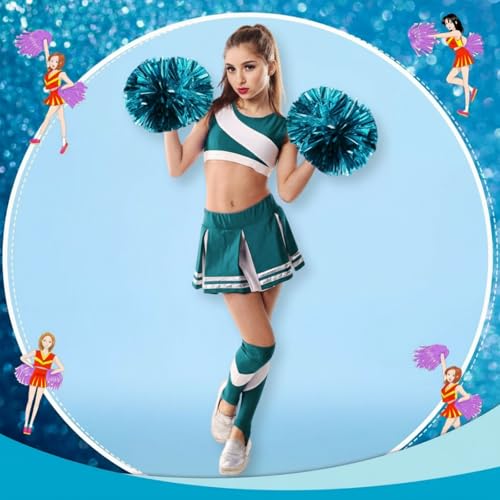 WILLBOND Lake Blue Cheerleading Pom Poms with Baton Handles - 48 Pairs