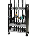 Gray Fishing Rod Holder on Wheels - Fits Up to 16 Rods & Gear Storage