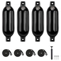 KEMIMOTO Black 5.5x20-Inch Inflatable Boat Fenders Bumpers - 4 Pack for Docking, Pontoon & Bass Boats