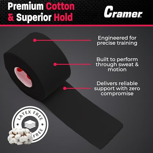 Cramer Athletic Tape Black 1.5" x 15yds Bulk Case of 32 Rolls - Sports Support & Wrapping