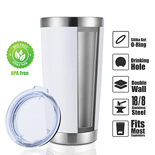 DOMICARE 20oz Stainless Steel Travel Mug Set - Powder White, Double Wall Vacuum Insulated, Bulk 12 Pack