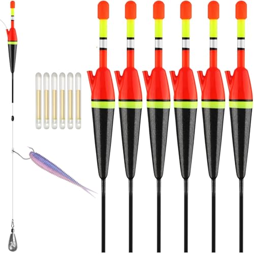 Light Up Slip Bobbers with Glow Sticks 6PCS - 1/6oz Fishing Floats