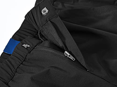 Women's Lightweight Hiking Pants - Quick Dry, UPF 50, Cargo with 6 Pockets, Large Black