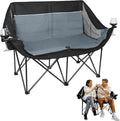 Leadpro 700LBS Heavy Duty Double Camping Loveseat Chair - Black Grey
