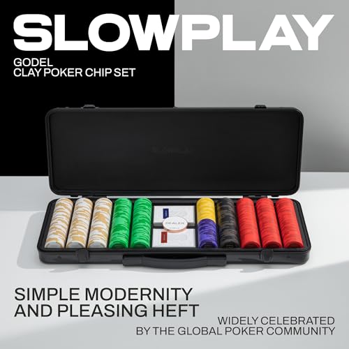 SLOWPLAY Godel Clay Poker Set 500 Chips with Numbered Values, 14g 40mm
