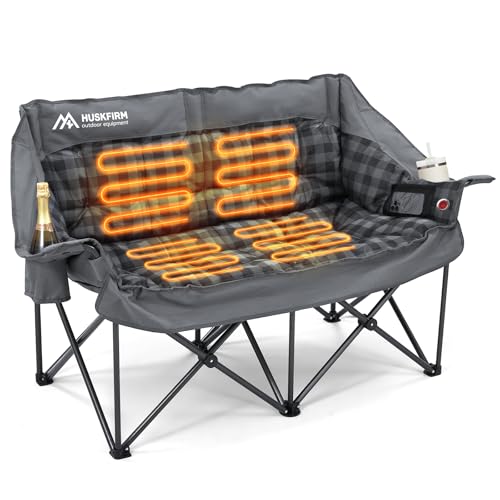 Huskfirm Heated Double Camping Chair with 3 Temperature Settings & USB Power