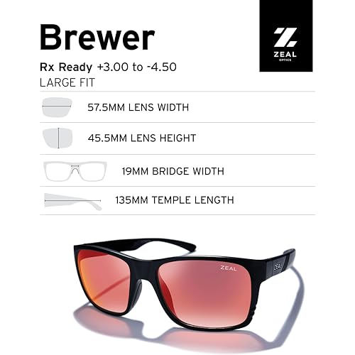 Zeal Optics Brewer Polarized Sunglasses Men & Women Matte Black/Ellume Phoenix Mirror