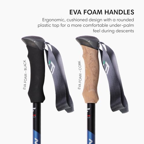 Fizan Compact 3 Ultralight Trekking Poles Blue EVA Foam Adjustable Collapsible Hiking Sticks