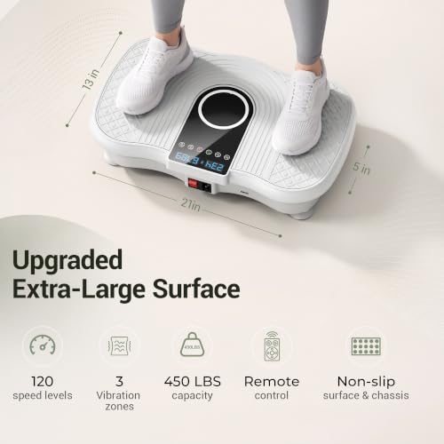 White Vibration Plate Exercise Machine 450lbs Capacity Full Body Shaker