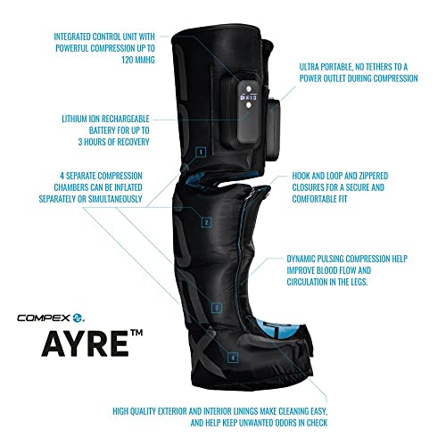 Wireless Compression Boots for Recovery - Portable Leg Massage with 4 Chambers