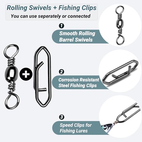 Heavy Duty Stainless Steel Saltwater & Freshwater Fishing Swivels 50 pcs Size 2+M 74lb