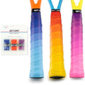 Overgrip Tennis Racket Tape - Set of 3 Blue, Yellow & Purple Anti-Slip Grip