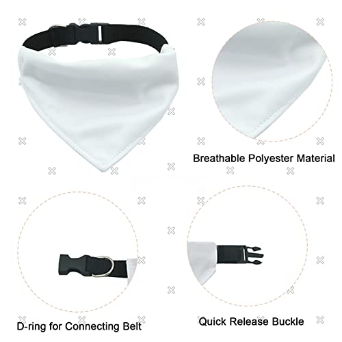 Pet Bandanas with Adjustable Buckle - 2 Pack Sublimation Blank Dog Bandanas for Small Medium Dogs, M Variation