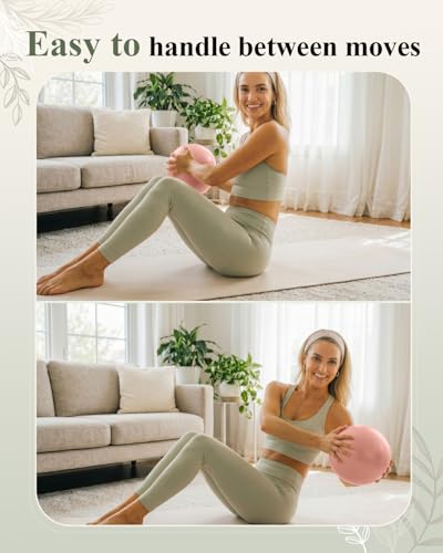 Pink 7-8 Inch Pilates Exercise Ball with Pump for Core & Rehab - Small Fitness Ball