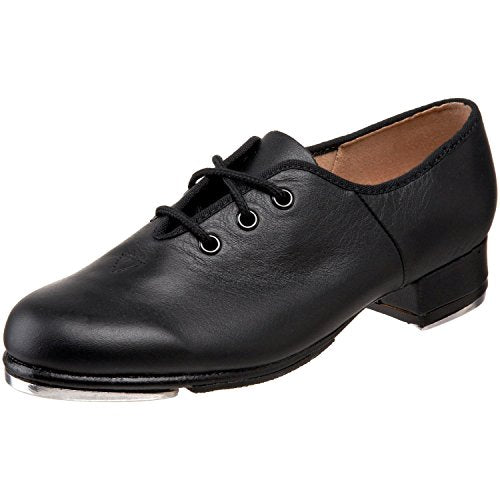 Kids Jazz Tap Shoes - Little Kid Black Leather Dance Shoes (Size 4-8) - Wide Fit
