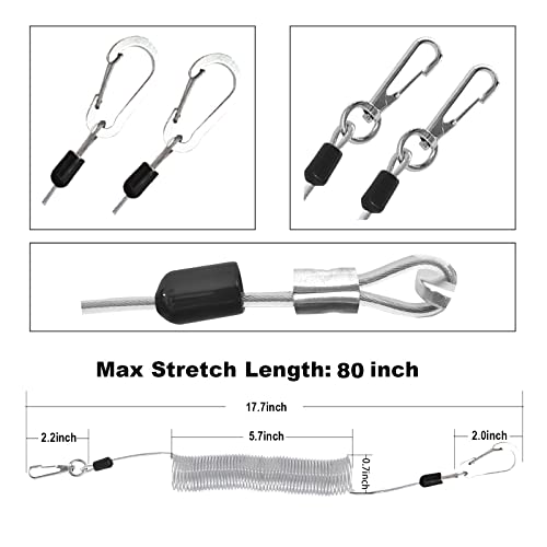 Heavy Duty Coiled Fishing Lanyard with Stainless Steel Wire - Silver