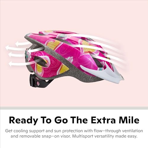 Child Bike Helmet Pink Hearts for Kids 5-8 Years Schwinn Thrasher Variation