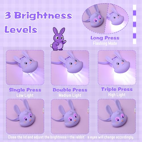 Kids Rabbit Headlamp Rechargeable with 3 Brightness Levels & Flash Modes - Style-Rabbit