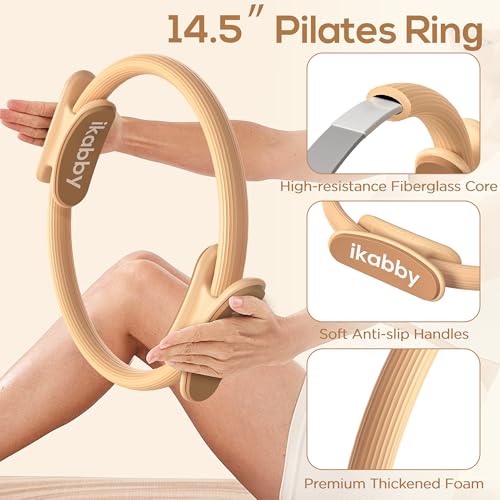 Ikabby Khaki Home Pilates Kit with Weights, Yoga Ball, Resistance Bands & Mat