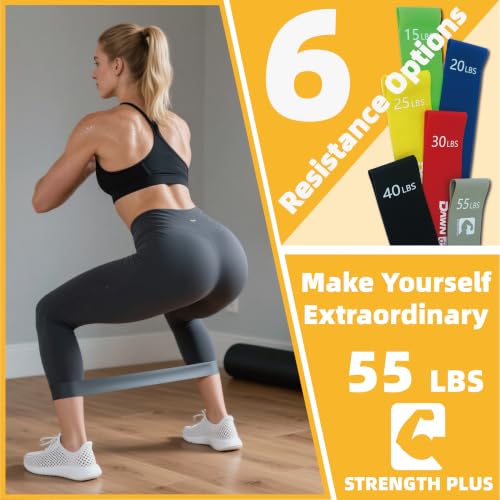 6 Resistance Loop Bands Set Up to 55LBS for Strength & PT Training
