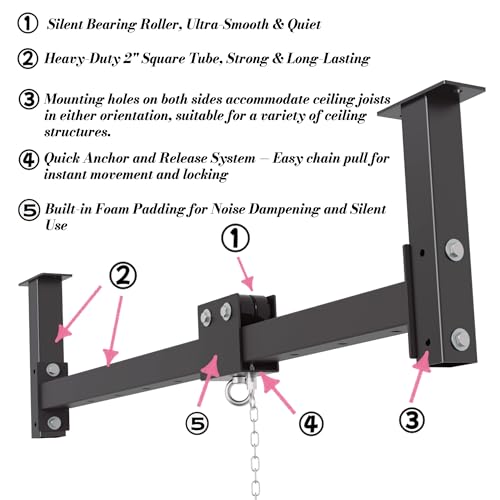 42'' Heavy Bag Wall Mount Roller Hanger for Punching Bags Up to 300 LBS - Easy Adjust, Quiet Operation