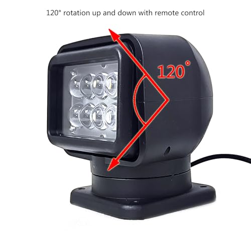 6 Inch 50W LED Search Light with Remote & Magnetic Base - Black