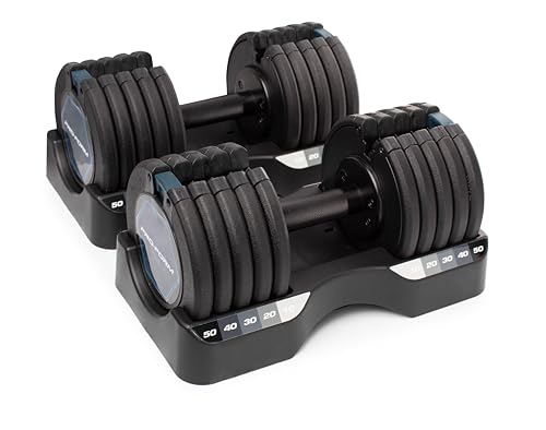 ProForm Adjustable Dumbbells 50 lb Set with Storage | Home Fitness Equipment