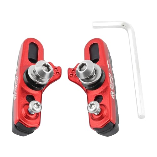 Bike Carbon Fiber Rim Brake Pads - Red - 1 Pair for Bicycle C-Brake Shoes