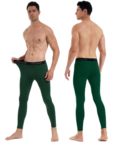 Men’s Compression Running Pants - Green, Medium, Workout Leggings for Sports & Yoga